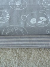 Stoffpaket HILCO Jersey Kinderstoff BABY FACE Tierköpfe Punkte grau + Plüsch