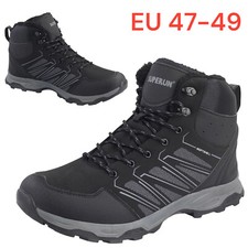 Herren Outdoor Stiefel Übergröße Warm Gefütterte Wanderschuhe SALE Schwarz Gr.47