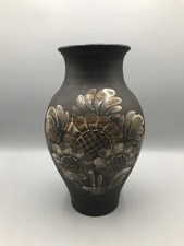 Signierte Große Keramik Vase Kärntner Handwerk Blumen Alt Rote Scherben Ton