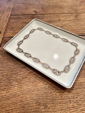 HERMES PARIS PorzellanTablett Teller 16x12cmCHAINE D'ANCRE PLATIN