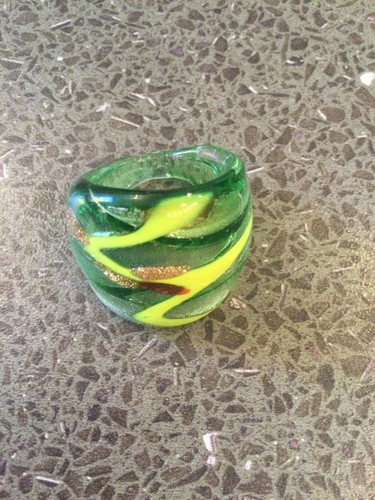 Murano ring glas grün - glas, gelb