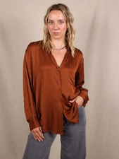 Zara Satin-Bluse Braun XS