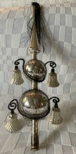 Alte Christbaumspitze DDR Silber mit Leonischen Draht mit 2 Glöckchen Höhe 30cm