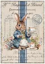 Decoupage-Bastelpapier-Softpapier-Vintage-Ostern-Hase-Bunny-13510