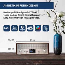 DAB+ Nostalgieradio mit Bluetooth, RXD 190 Verona, Walnuss, Blaupunkt, GEPRÜFT