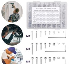 1080Tlg Edelstahl Sechskantschrauben Schrauben Muttern Sortiment Set M4 M3 M2 DE