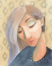 Original Aquarell, Portrait