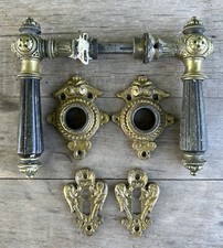 Gründerzeit Türdrücker Türklinke Drückergarnitur 1900 Villa Haustür Rosette Hund