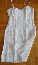 Vintage Nachthemd Batist Unterkleid bestickt Lochmuster Gr. 44 weiß Neuwertig