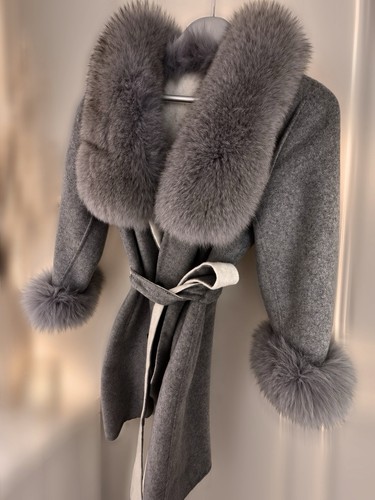 Neu luxus alpaka - mantel, grau