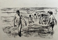 Max Liebermann  Am Strande von Scheveningen - 3 Original Lithographie von 1912