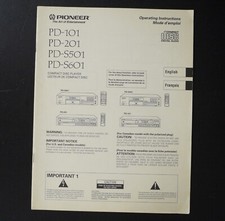 Original PIONEER PD-101/201/S501/S601 CD-Player User Manual/Bedienungsanleitung