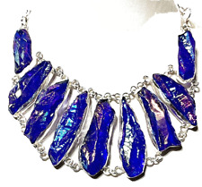 NATÜRLICH PFAU T I T A N AURA EDELSTEINHALSKETTE 925 STERLINGSILBER .