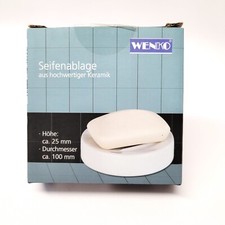 WENKO Seifenablage aus hochwertiger weißer Keramik, Ø 10 cm