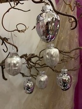6er Set Christbaumkugel Walnuß Glas 2 fach sortiert Silber Weihnachtsschmuck