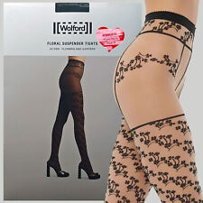 Wolford Floral Suspender Tights • M • fairly light black ... Blumen und Strapse