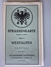 Vintage ADAC Strassenkarte Blatt 6 Westalpen o.Jahr Nur für Mitglieder
