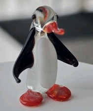 Vintage Glasfigur Pinguin –  bunte Glaskunst, Mundgeblasenes. Glas. 