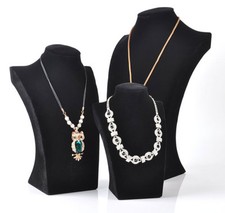 Schmuckbüste Schmuckständer Schmuckhalter für Ketten Samt Kettenhalter schwarz