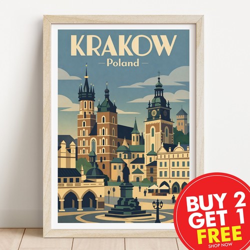 Krakau polen retro reisedruck - polen,