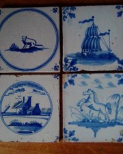 Vier historische "Delfter" Kacheln