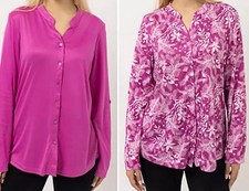 JERYMOOD 2 Blusenshirts Mikrofaser Zierausschnitt uni & bedruckt  gr.L  pp