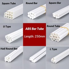 Weiß ABS Polystyrol Kunststoff Rohr Rund Vierkant Stab Länge 250mm U/L/H Profil