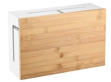 CableBox White, Kabelbox, Bambusdeckel, Organizer, Schreibtisch, Büro