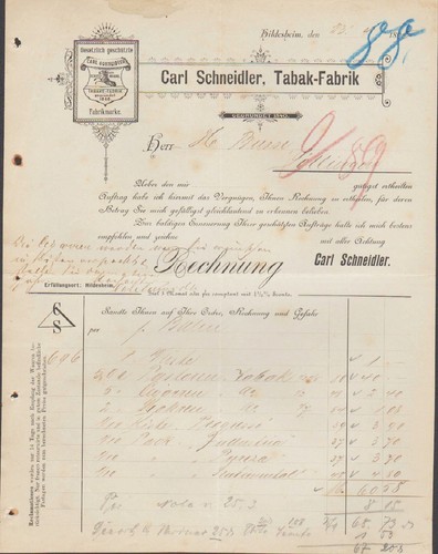 Hildesheim rechnung 1895 - hildesheim,,