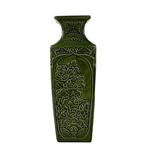 Bretby Vase, groß grün geformte Blumen, 13,25 cm