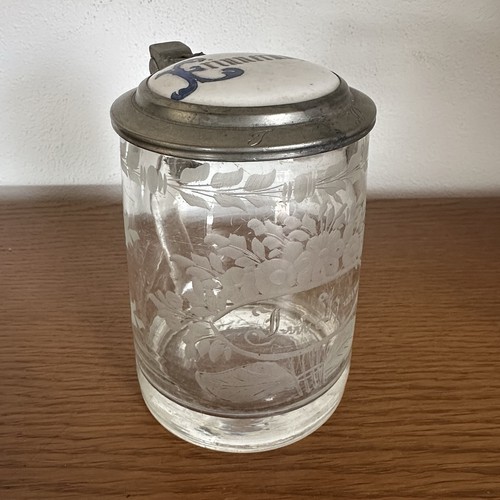 Antiker biedermeier glas krug - antiker,