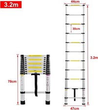 Teleskopleiter  Aluminium 11 Sprossen 81cm-320cm, 150kg belastbar, 8 kg leicht