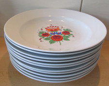 11 SEP Porzellan Suppenteller DDR - 23,4 x 3,8 cm  - buntes Blumendekor