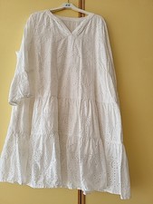 Ernstings,Damen, Kleid, Lochstickerei, Weiss,Tunika, Grösse XXL