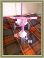 Kinder - Dreirad mit Stange in pink