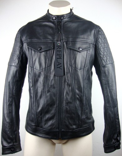 Replay leather jacket herren - replay,
