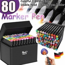 Graffiti Stifte Pinsel Twin Marker 80 Fraben Permanent Alkohol Marker Set NEU DE