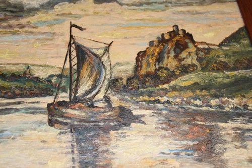 Gerahmtes ölgemälde burg - gerahmtes,