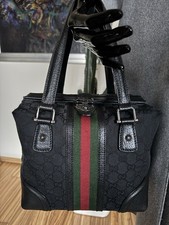 GUCCI 146002 GG Canbus Boston Canvas Handtasche Schwarz