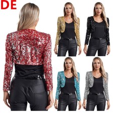 Damen pailletten jacke open - pailletten,