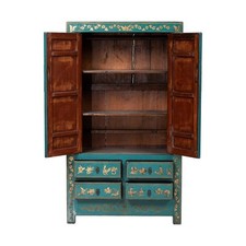 Antiker Chinesischer Hochzeitsschrank Kleiderschränke blau #M-HOC-YG13