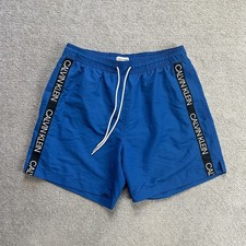 CALVIN KLEIN Herren Badehose Badeshorts Gr. M Retro Beach Shorts Logo 22208 Blau