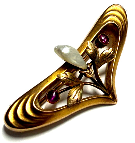 Gold jugendstil brosche - gold-,