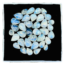 36 Stück Natürlich Regenbogen Mondstein 10-14mm Birne Blau Scheint Cabochon