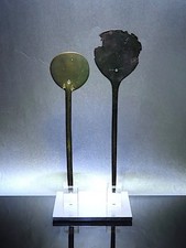 2 präkolumbische Tupu Nadeln Kupfer Messing Inka Werkzeug Gewandnadel Tumi