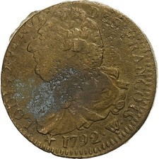 Frankreich, Constitution, 2 Sols, 2 sols françois, 1792 / AN 4, Arras, Métal