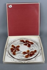 Vintage Glas Tortenplatte Servierplatte Orginal Waltherglas Design OVP