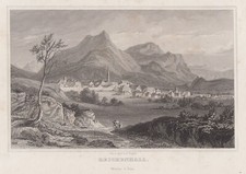 Bad Reichenhall Gesamtansicht Original Stahlstich Poppel 1843