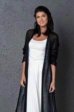 Blaue Braut Mohair Strickjacke