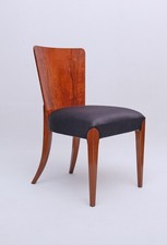 4x Art Deco Polsterstuhl H-214 Jindrich Halabala Wallnussfurnier und Rosshaar 6Z